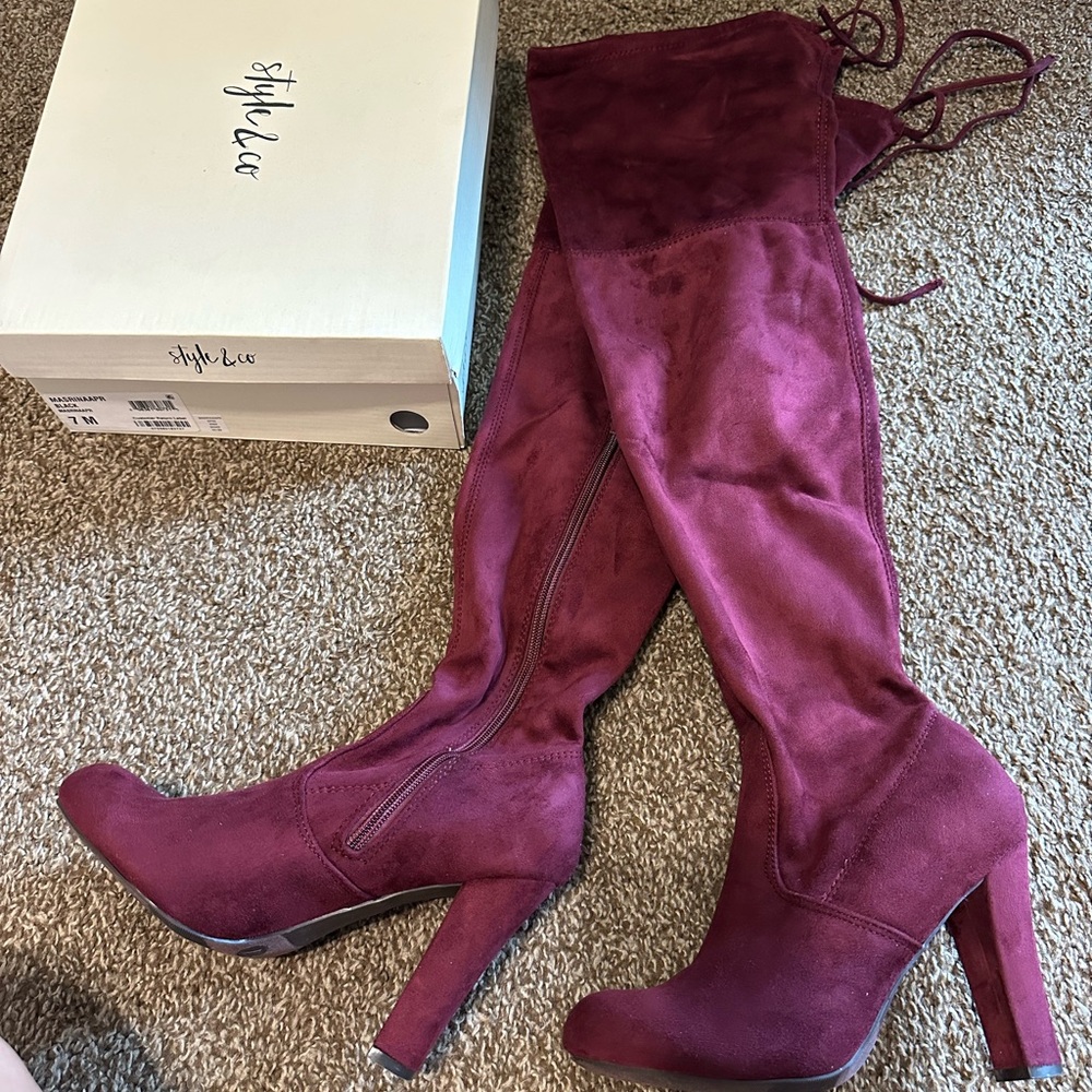 Style & Co. Women's Wine Over-the-Knee Boots